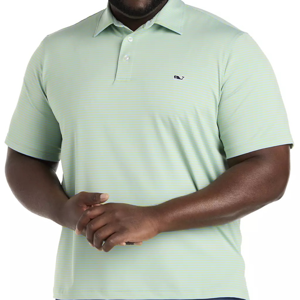 Vineyard Vines Green Striped Men’s XL Golf Polo Shirt Classic Design